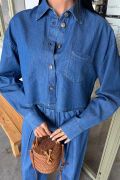 Denim Gömlek Plazzo Pantolon Takım 10163-08 resmi